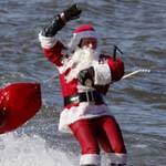 Waterskiing Santa